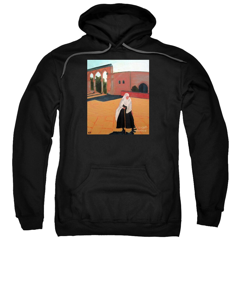 Art Sweatshirt featuring the painting Woman at the Wall by Karen Francis
