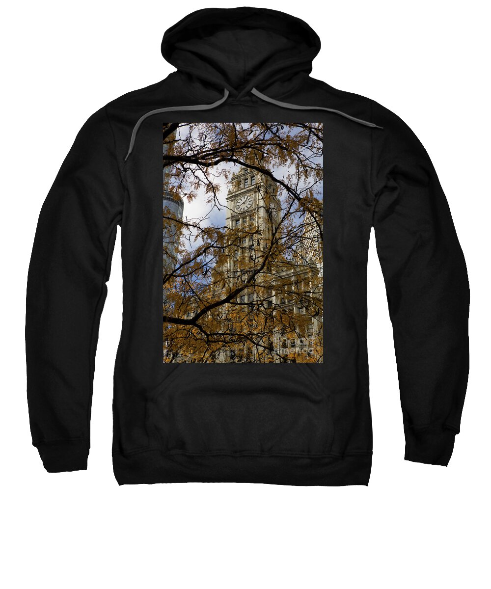 Wrigley Sweatshirt featuring the photograph Wrigley Building in Autumn by Leslie Leda