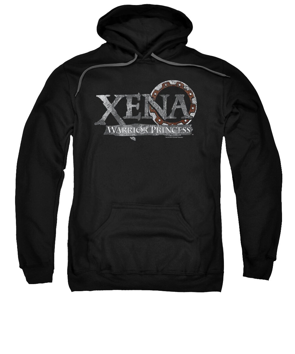  Sweatshirt featuring the digital art Xena - Battered Logo by Brand A