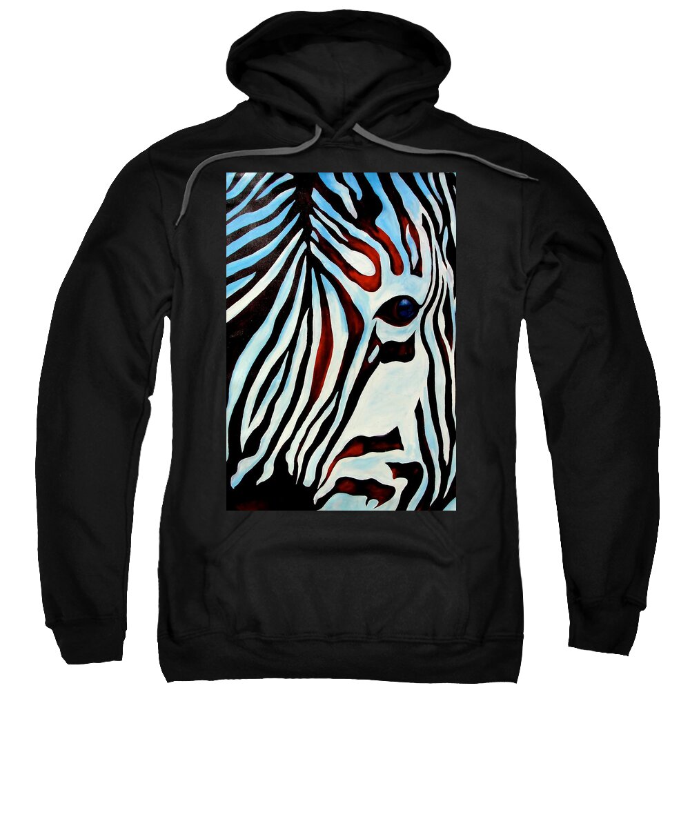 Ras T Sweatshirt featuring the painting Zebra Face by Ras T