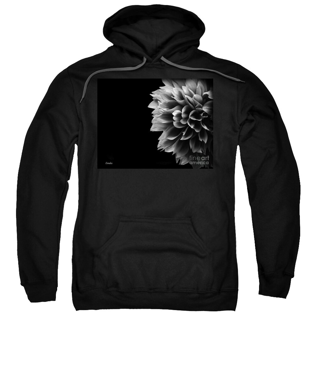 Black-and-white Sweatshirt featuring the photograph Chrysanthemum in Black and White #1 by Eena Bo