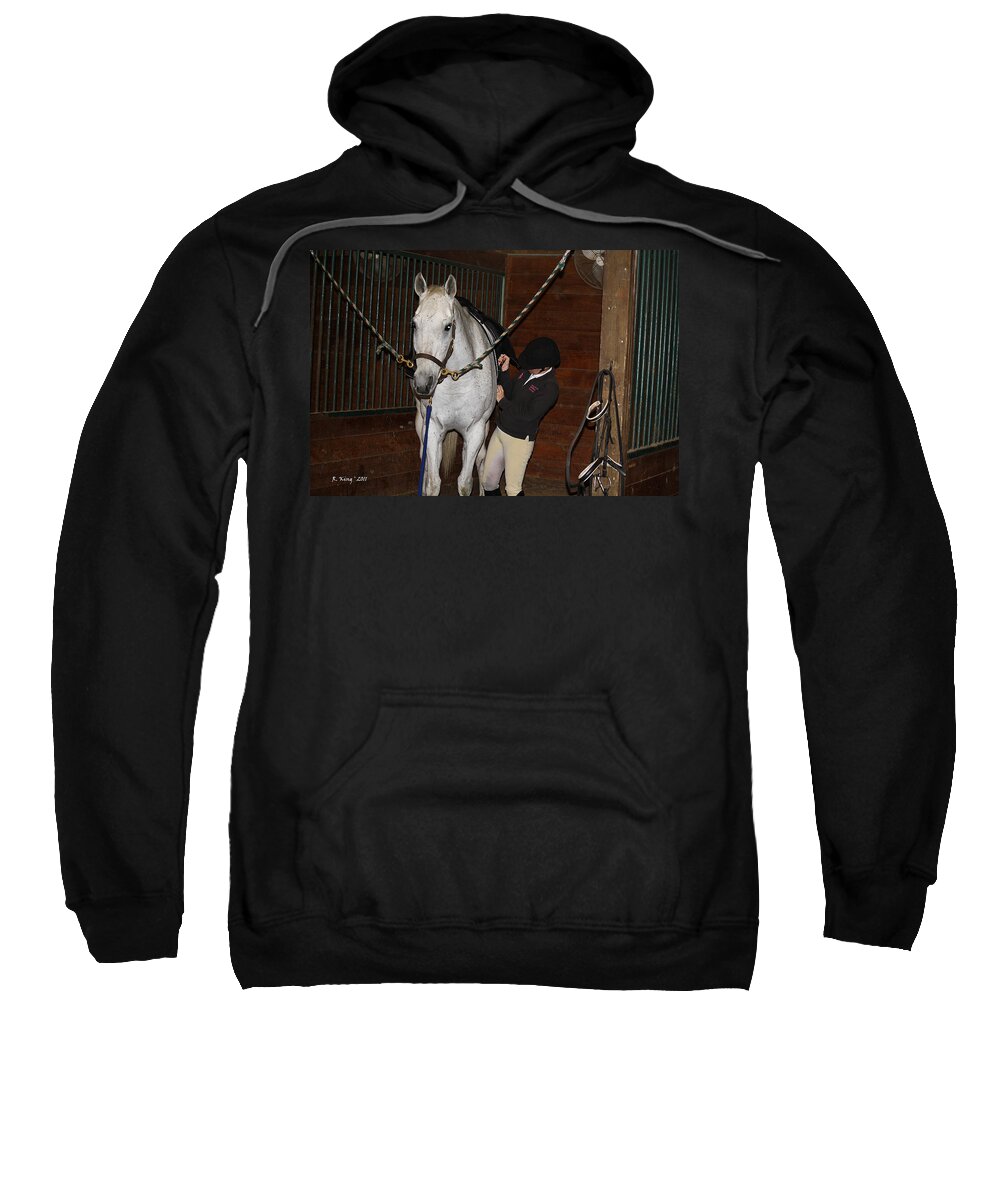 Roena King Sweatshirt featuring the photograph Adjusting the Girth by Roena King