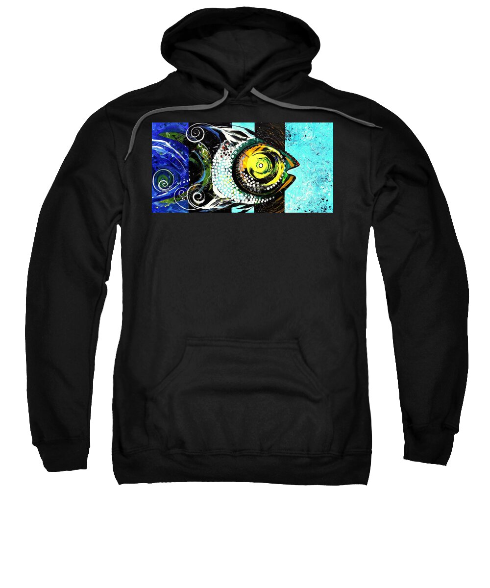 Fish Sweatshirt featuring the painting After AcidFish 72 by J Vincent Scarpace