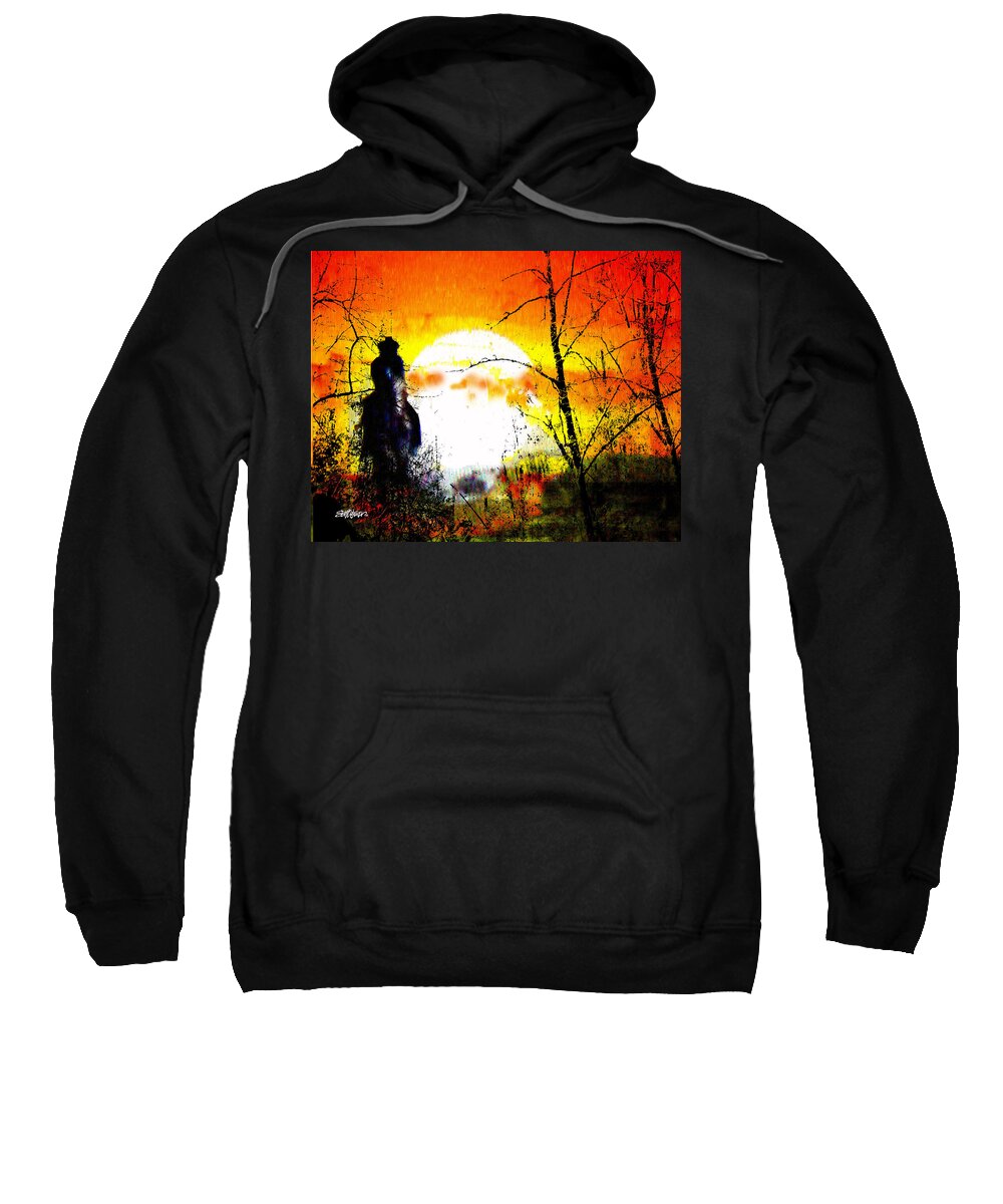 Asleep In The Saddle Sweatshirt featuring the digital art Asleep in the Saddle by Seth Weaver