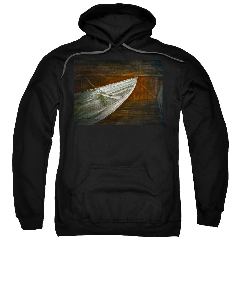 Maine Sweatshirt featuring the painting Attic Dory by Frank SantAgata