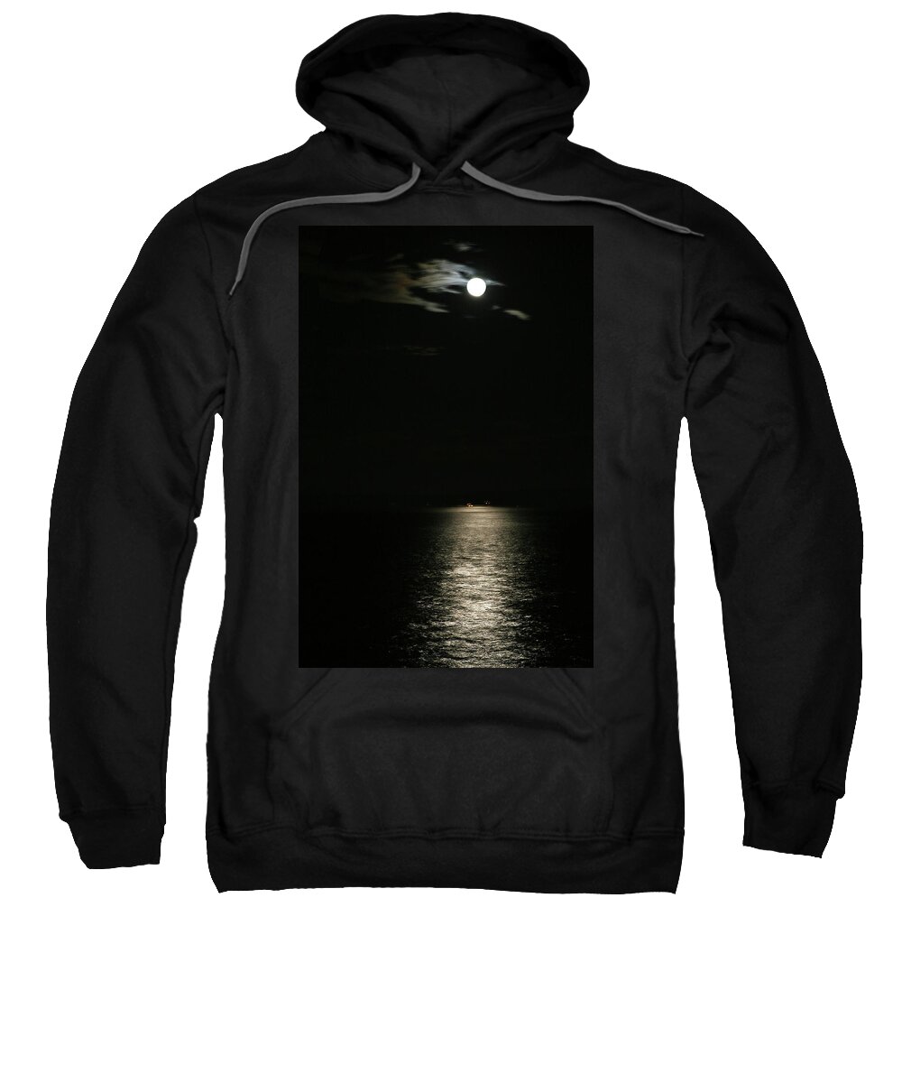 Ferry Ride Sweatshirt featuring the photograph Full Moon Shipping Lane by Lorraine Devon Wilke