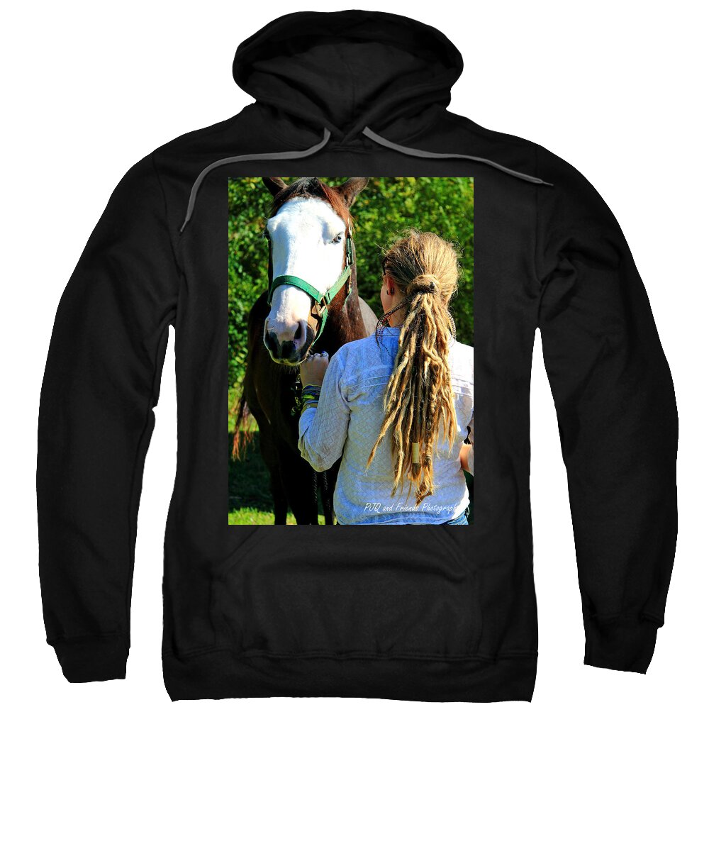  Sweatshirt featuring the photograph 'Ghostface and Golden Dreads' by PJQandFriends Photography