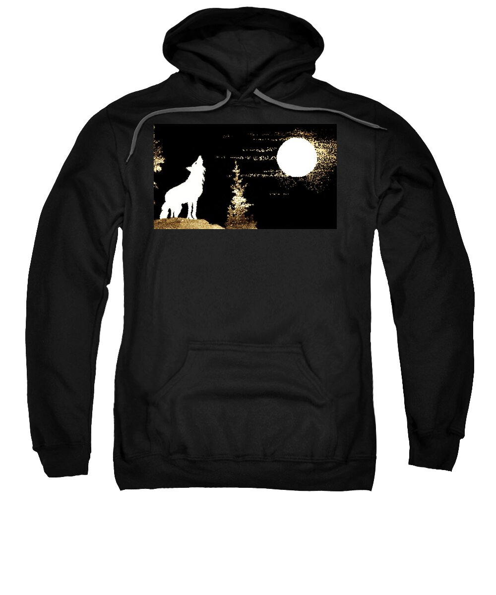 Harvest Sweatshirt featuring the photograph Harvest Moon And Coyote 2 by Marilyn Hunt