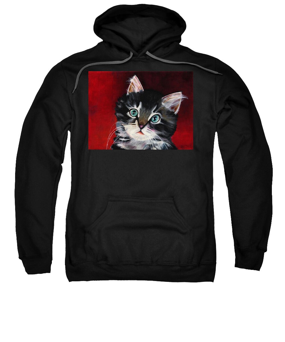 Kitten Sweatshirt featuring the painting Kitten in Red by Vic Ritchey