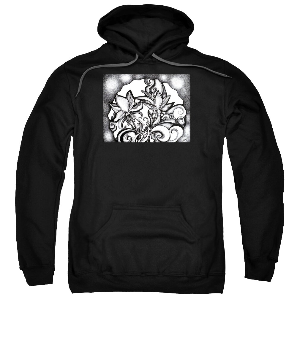 Ink Sweatshirt featuring the drawing Lily Garden by Danielle Scott