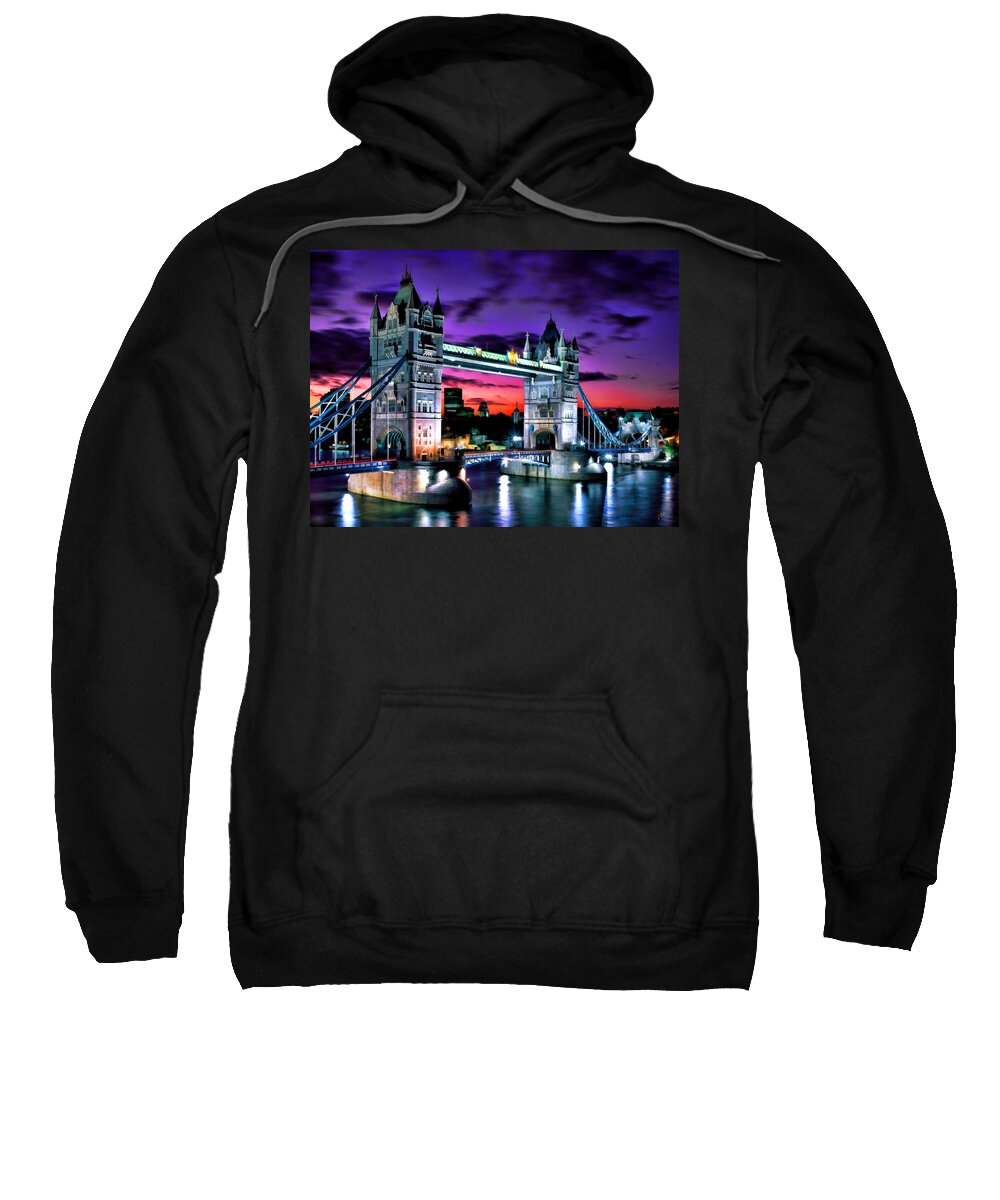 London Sweatshirt featuring the painting London Evening at Tower Bridge by Dean Wittle