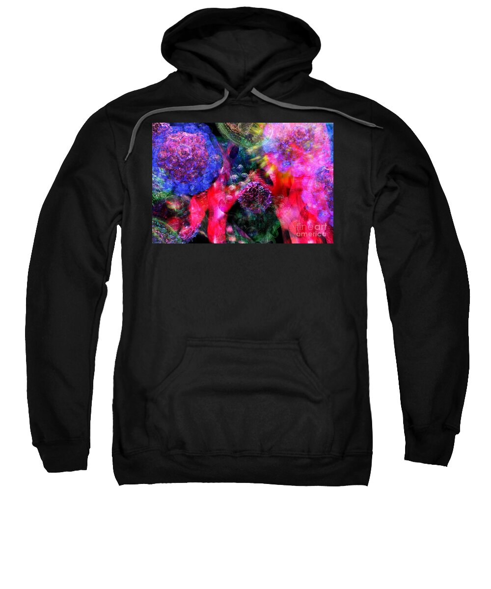 Abstract Sweatshirt featuring the digital art MICROSCOPE Dreaming 4 by Russell Kightley