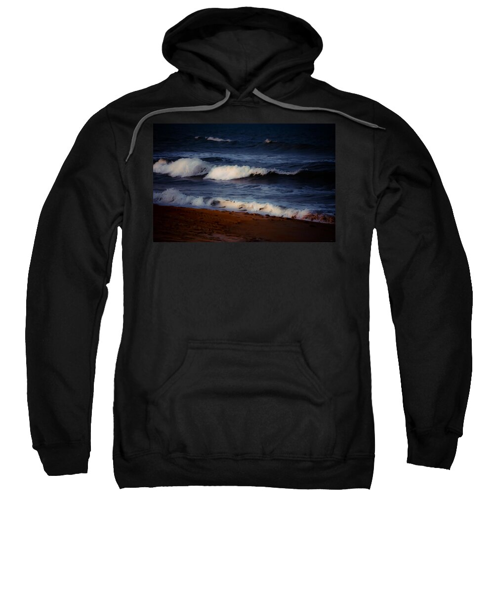 Ocean Sweatshirt featuring the photograph Thrashing the Shoreline by DigiArt Diaries by Vicky B Fuller