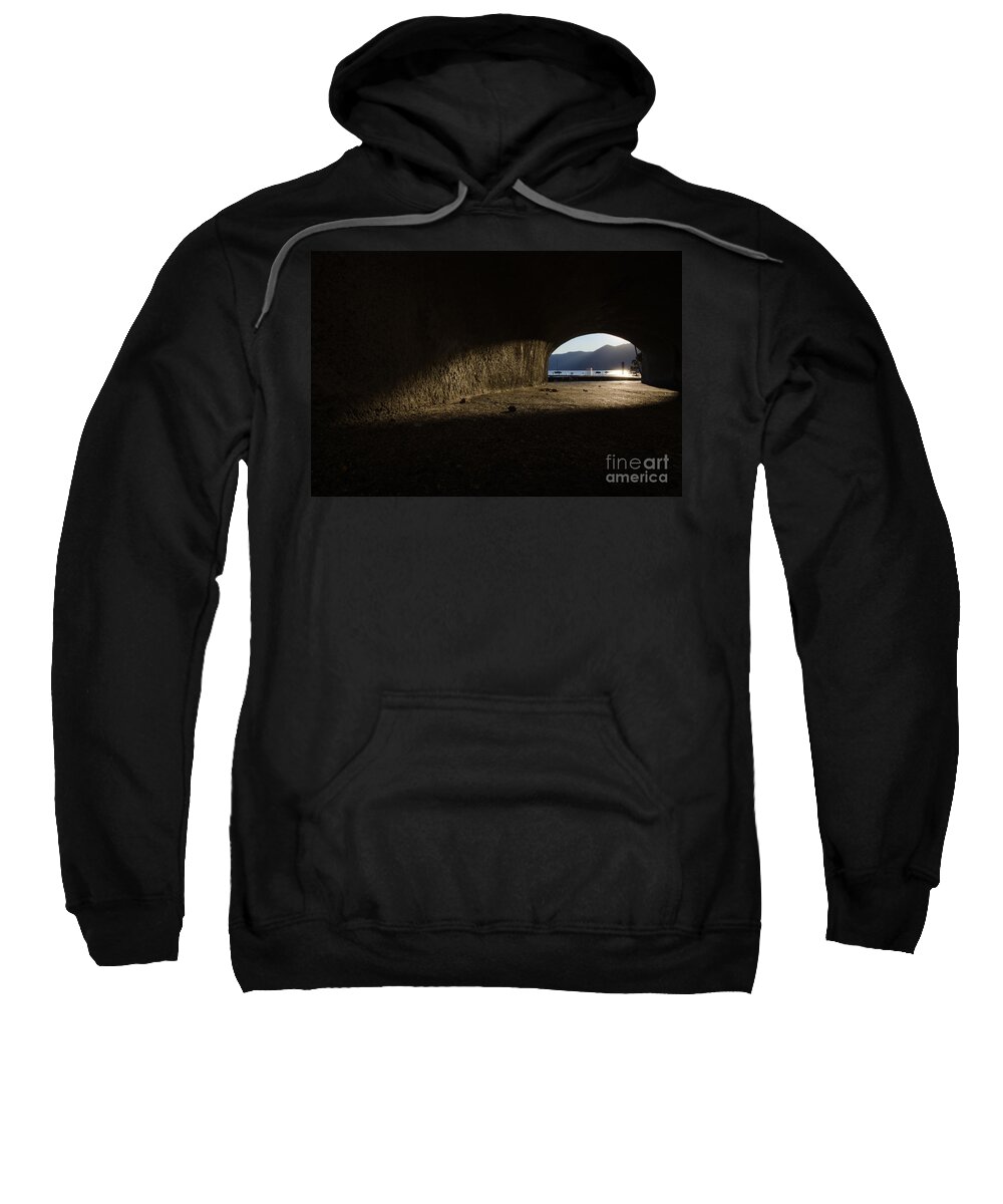 Arch Sweatshirt featuring the photograph View over an alpine lake from an arch by Mats Silvan