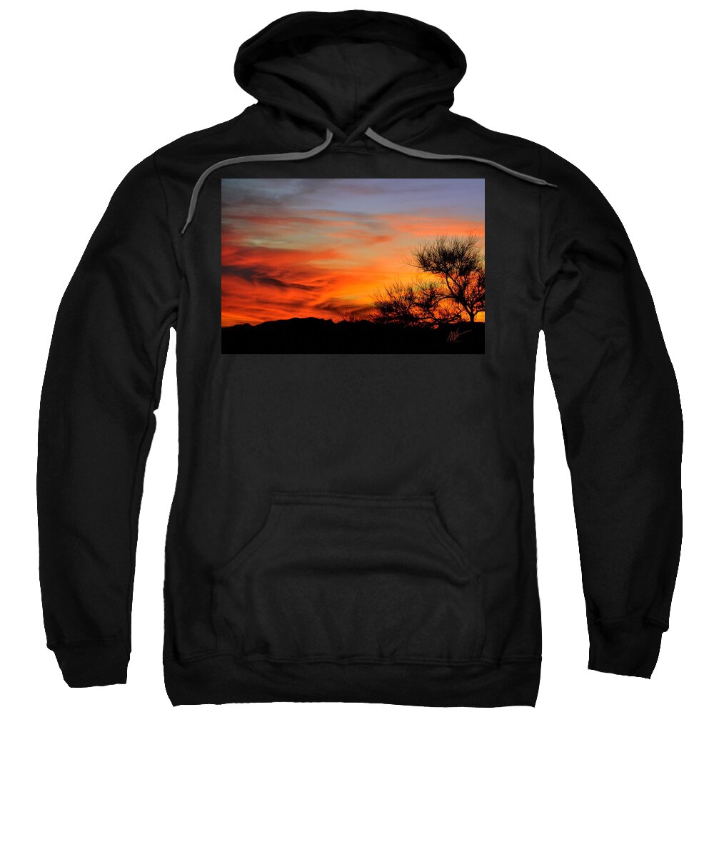  Sweatshirt featuring the photograph Arizona Fire in the Sky #1 by Mark Valentine