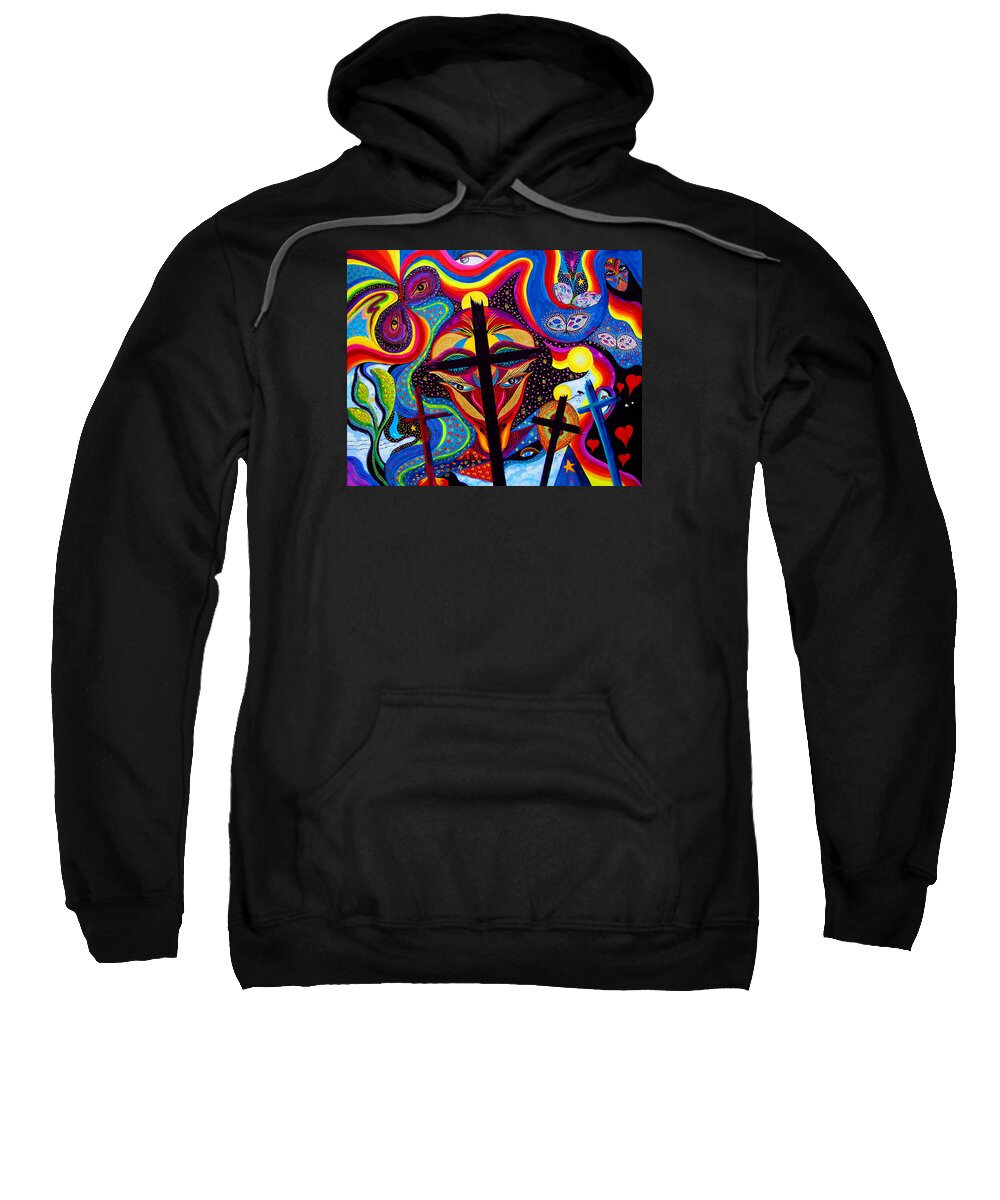 Abstract Sweatshirt featuring the painting Crosses To Bear by Marina Petro
