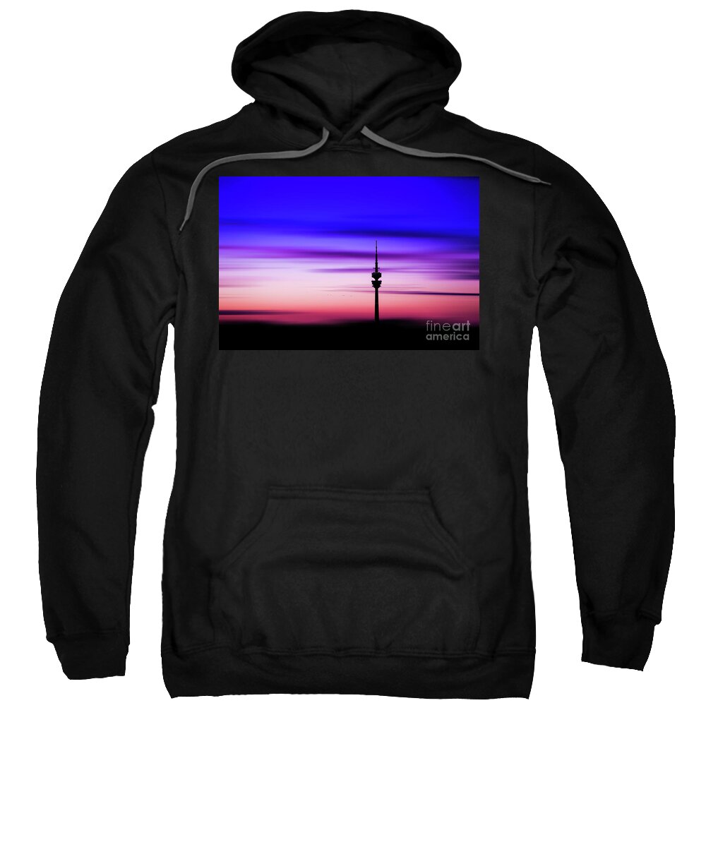 Bavaria Sweatshirt featuring the photograph Munich - Olympiaturm at sunset #1 by Hannes Cmarits