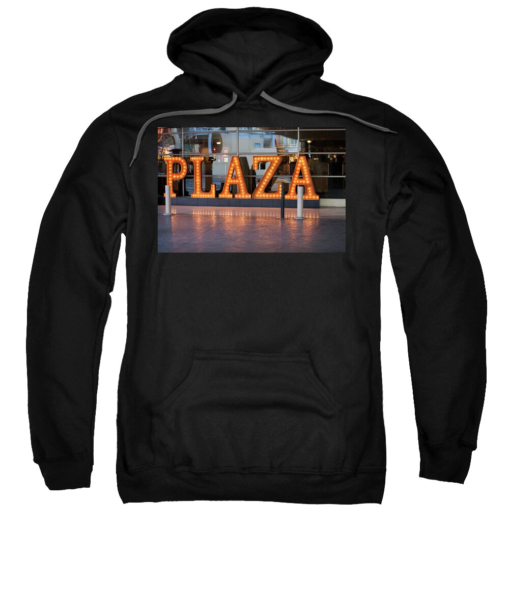 Sweatshirt featuring the photograph Neon Plaza by Carl Wilkerson