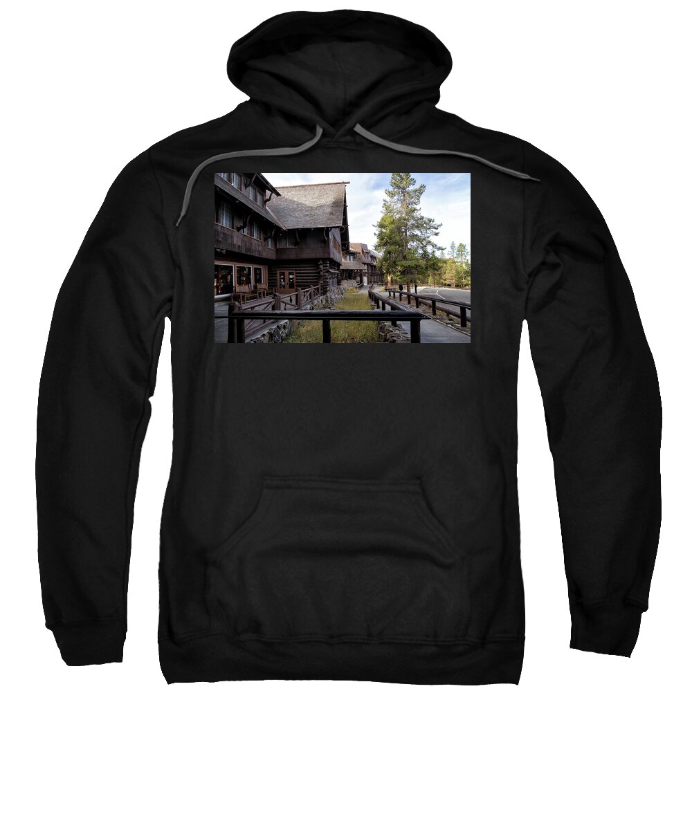 Wyoming Sweatshirt featuring the photograph Old Faithful Inn #1 by Shirley Mitchell