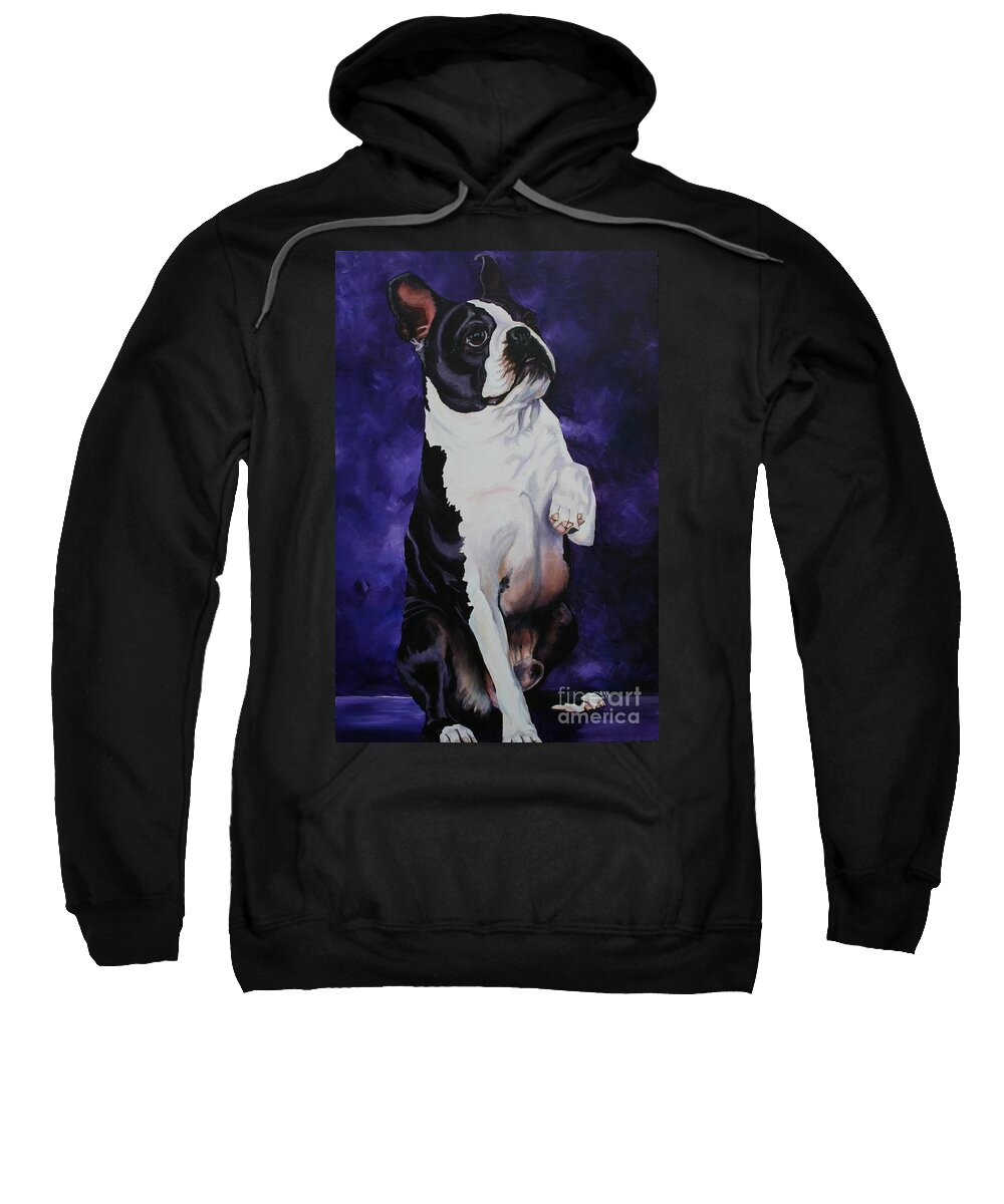 Boston Terrier Sweatshirt featuring the painting Wave #1 by Susan Herber