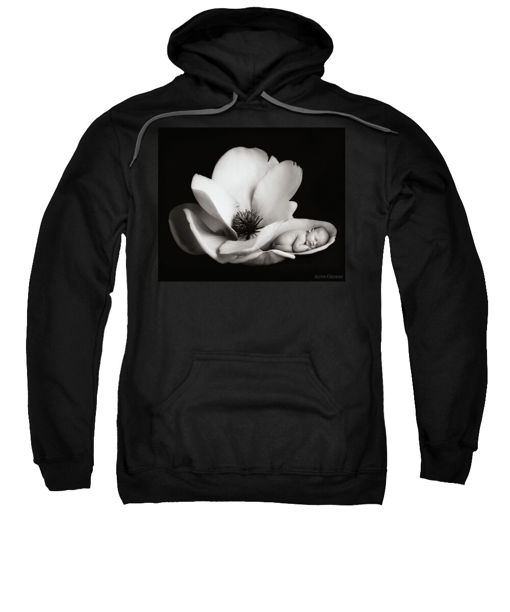 Black And White Sweatshirt featuring the photograph Violet in a Magnolia by Anne Geddes