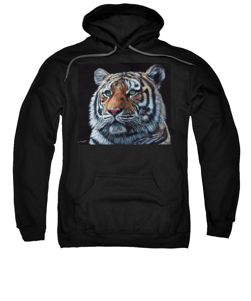 Tiger Sweatshirt featuring the painting Tiger Portrait #2 by John Neeve