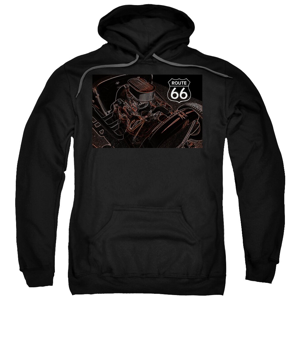 Route 66 Sweatshirt featuring the digital art 409 Powered by Darrell Foster