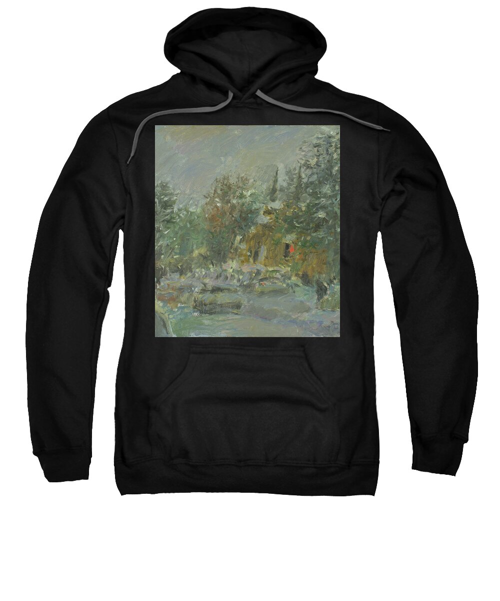 Snow Sweatshirt featuring the painting Winter #10 by Robert Nizamov