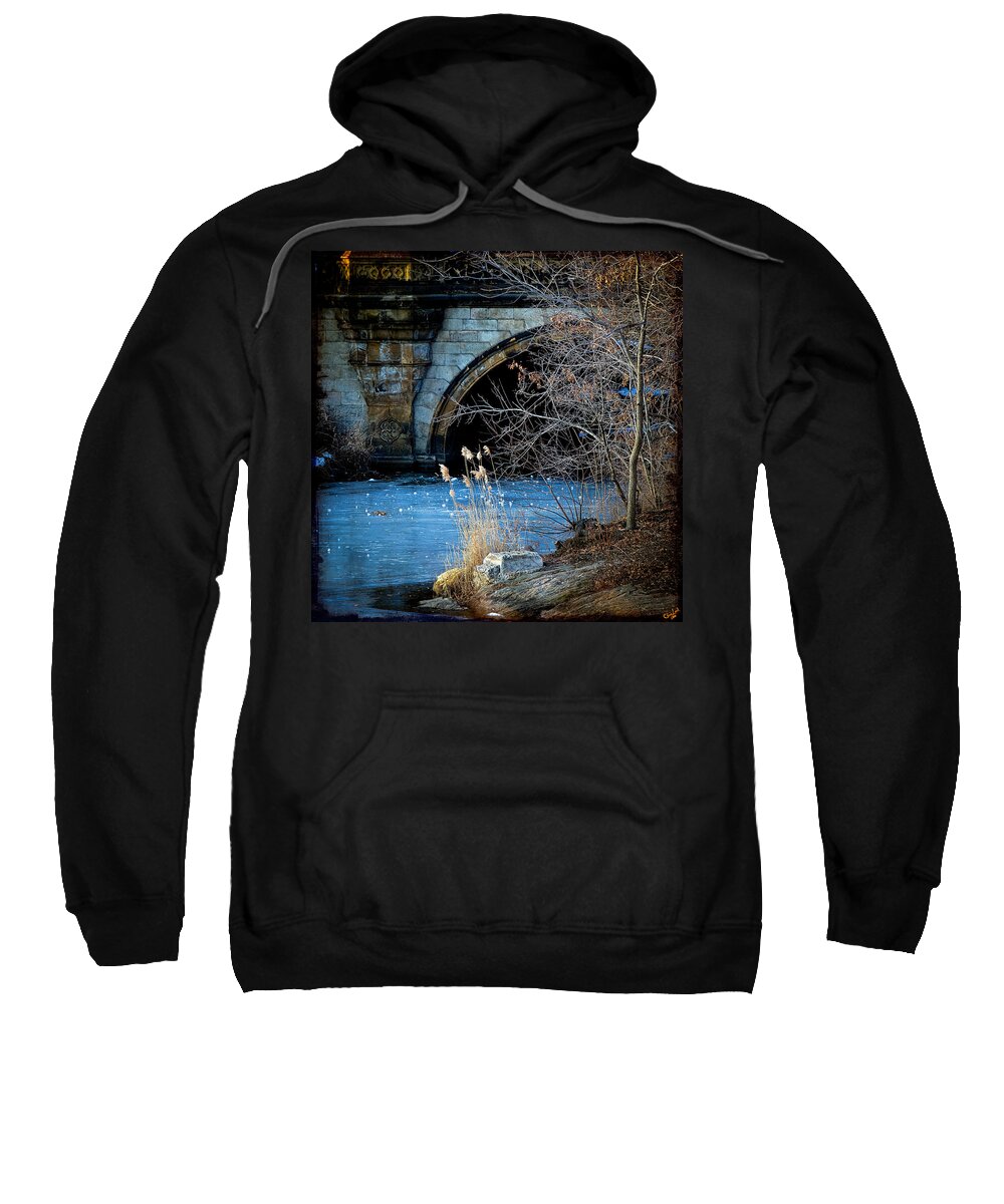 Central Park Sweatshirt featuring the photograph A Frozen Corner in Central Park by Chris Lord