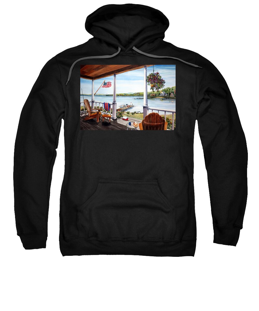 Water Sweatshirt featuring the painting A Place by the Water by Joseph Burger