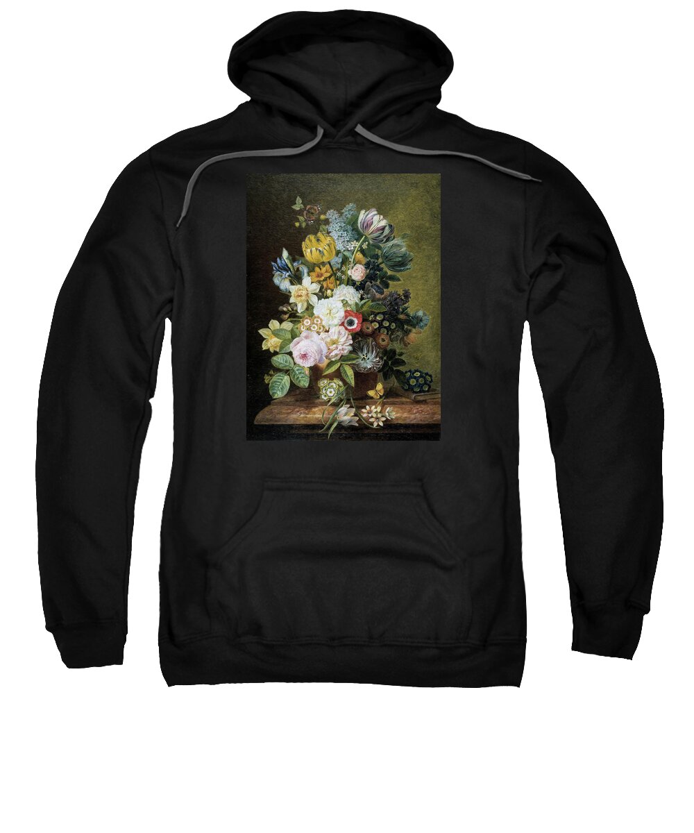 A Still Life With Flowers Sweatshirt featuring the digital art A Still Life with Flowers 2 by Eelke Jelles Eelkema