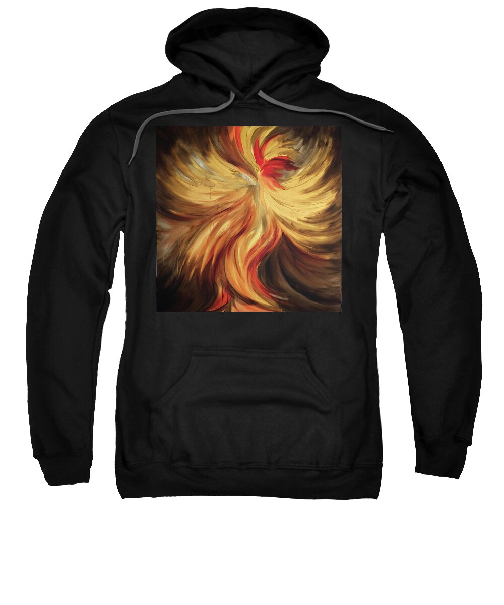 Abstract Sweatshirt featuring the painting Abstract Fire Rooster by Michelle Pier