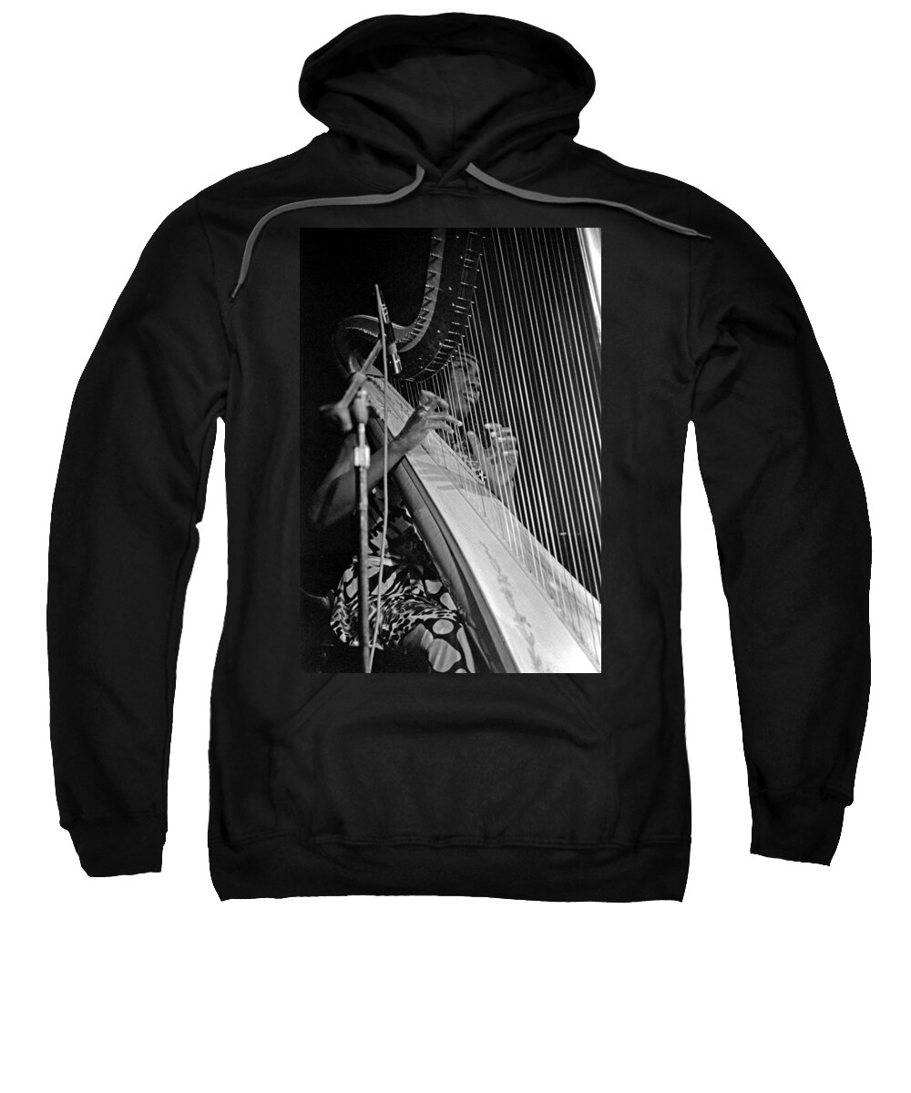 Coltrane Sweatshirt featuring the photograph Alice Coltrane on Harp by Lee Santa