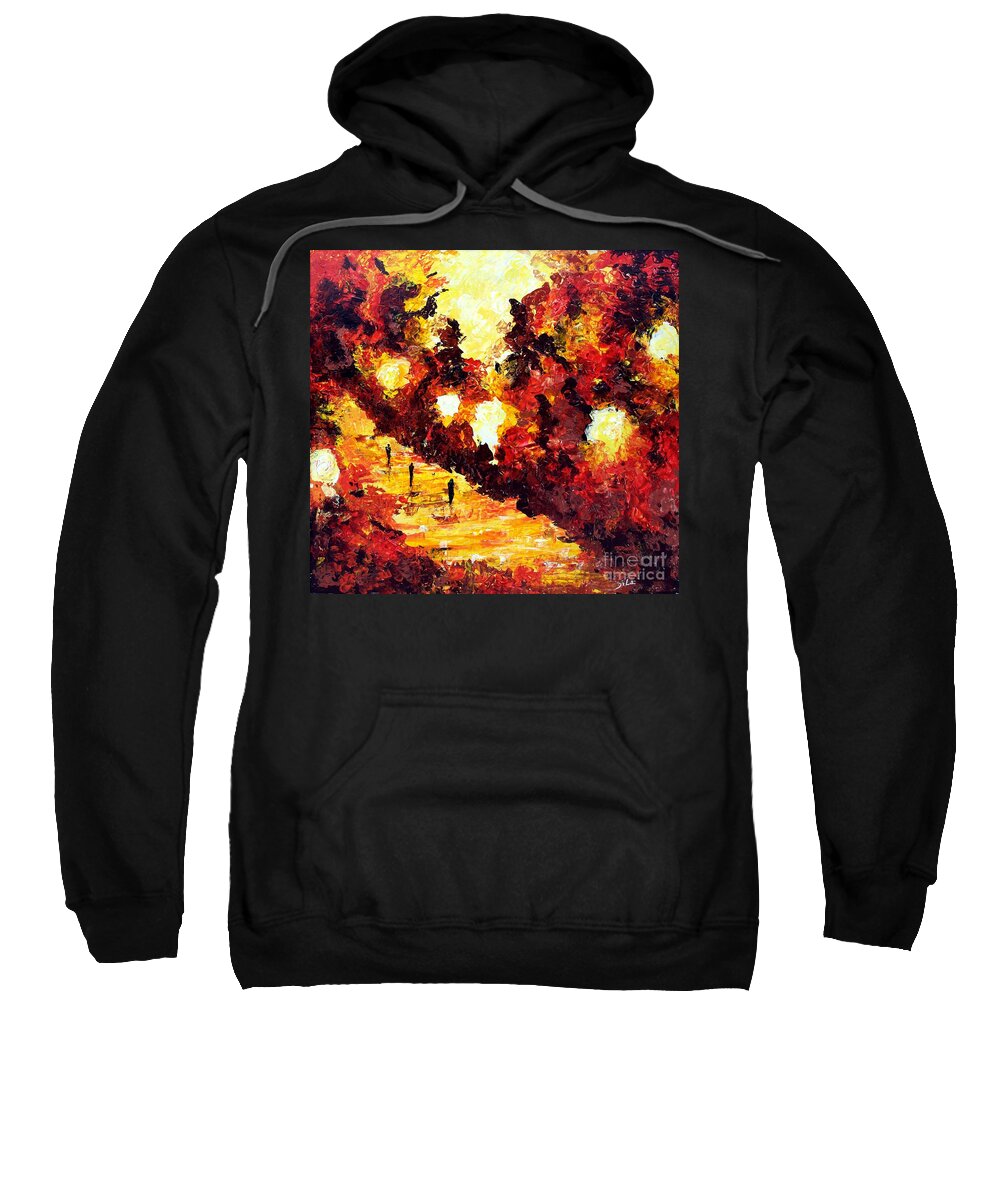 Pallet Knife Painting Sweatshirt featuring the painting Ancient Park by Lidija Ivanek - SiLa