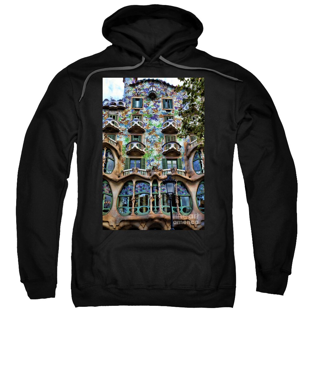 Spain Sweatshirt featuring the photograph Antoni Gaudi's Casa Batllo Barcelona Spain by Chuck Kuhn