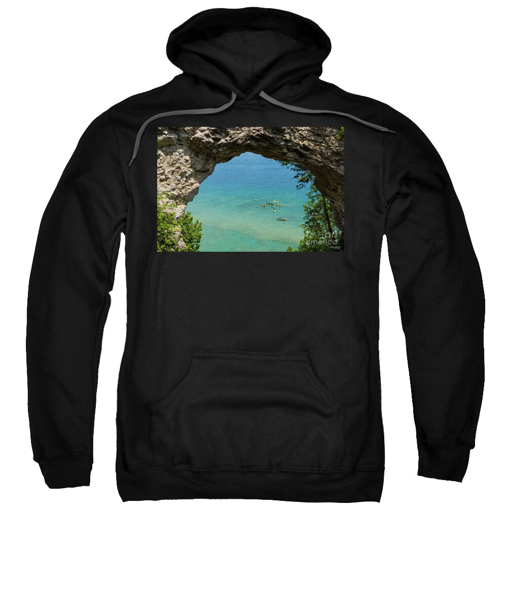 Mackinac Island Sweatshirt featuring the photograph Arch Rock Canoeing by Jennifer White