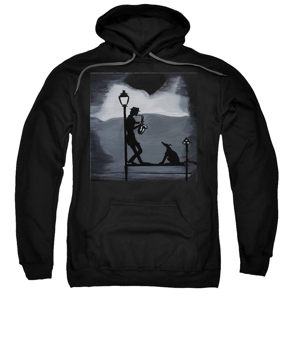 Landscape Sweatshirt featuring the painting Serenade by Saxophone by Denise Morgan