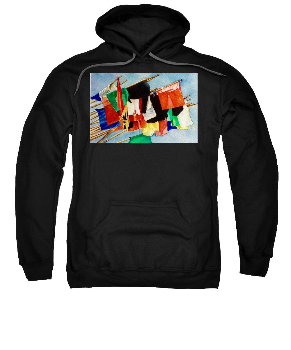 Pavillon Sweatshirt featuring the painting Pavillons by Francoise Chauray