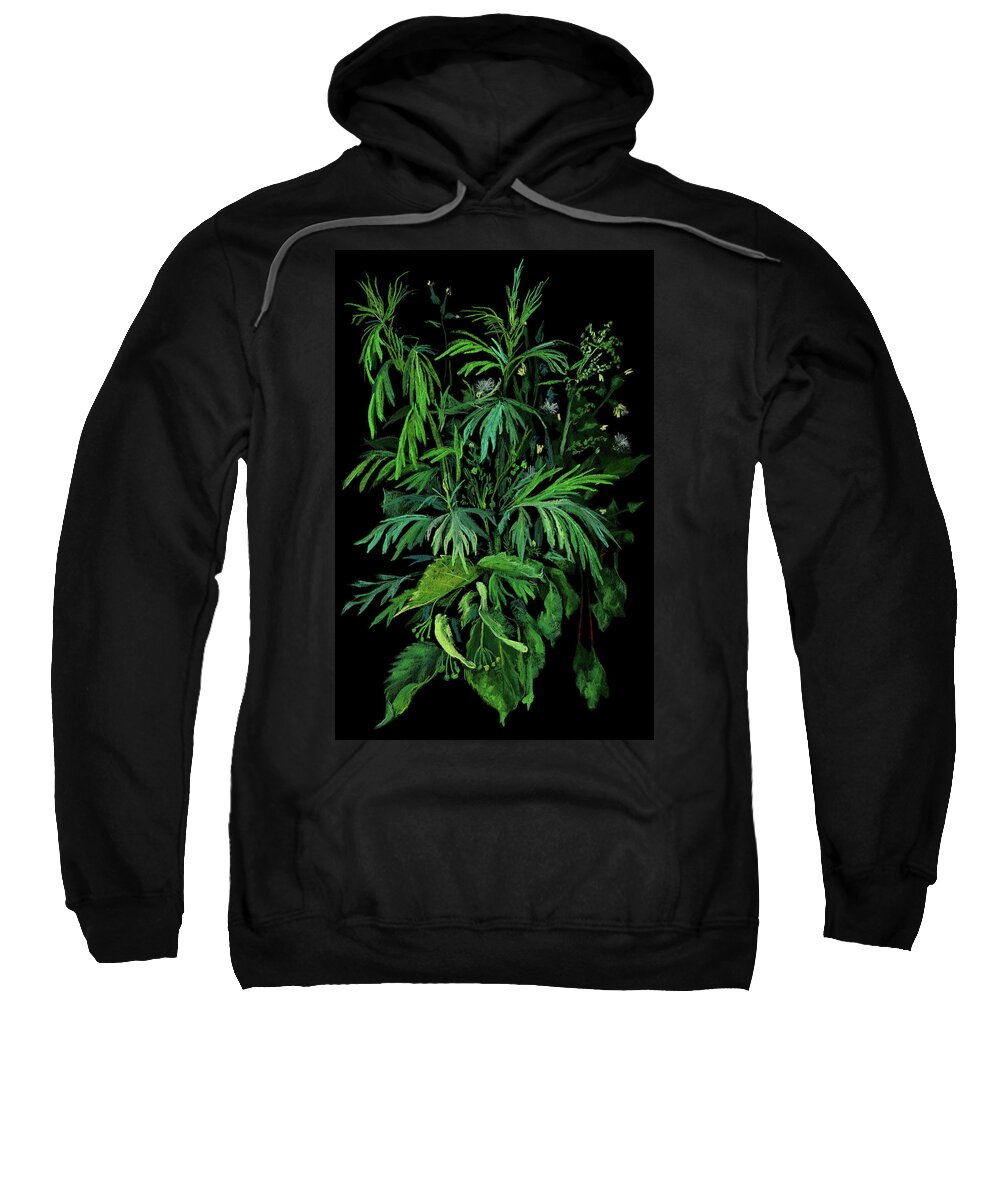 Contemporary Sweatshirt featuring the painting Green and Black by Julia Khoroshikh