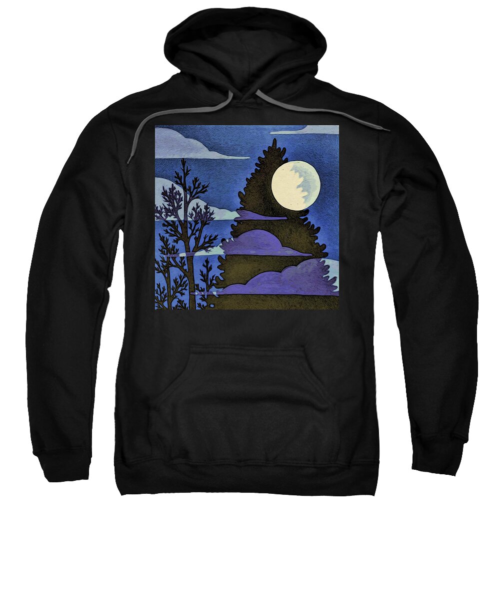 Night Sweatshirt featuring the digital art Autumn Moon by Paisley O'Farrell