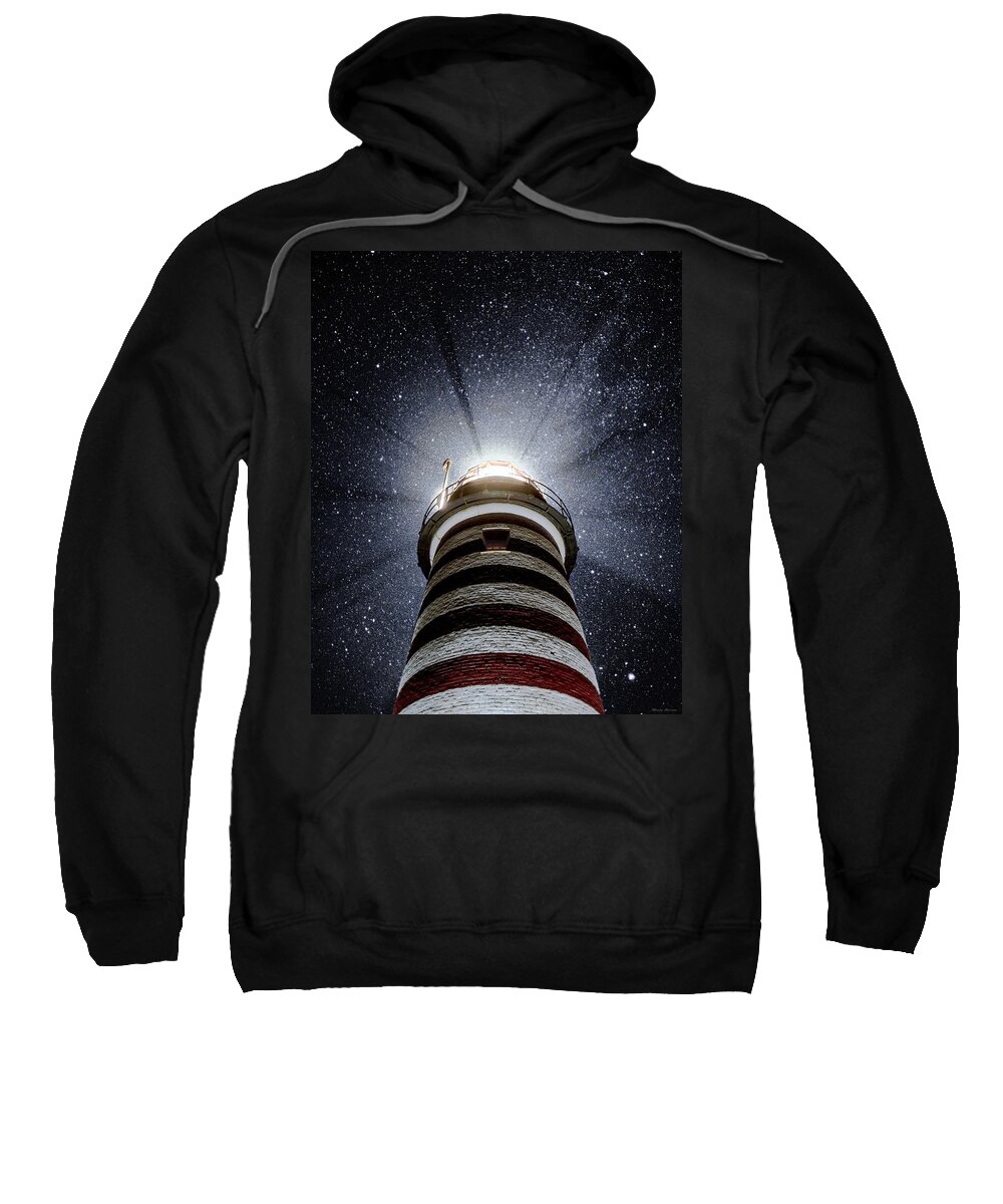 Lighthouse Sweatshirt featuring the photograph Beacon In The Night West Quoddy Head Lighthouse by Marty Saccone