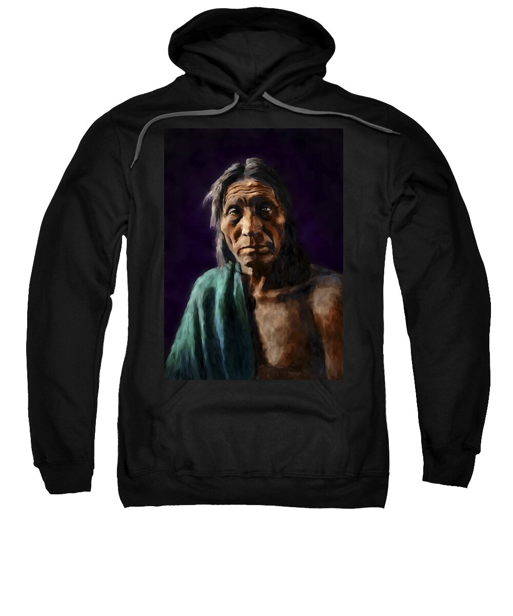 Native Sweatshirt featuring the painting Big Head by Rick Mosher