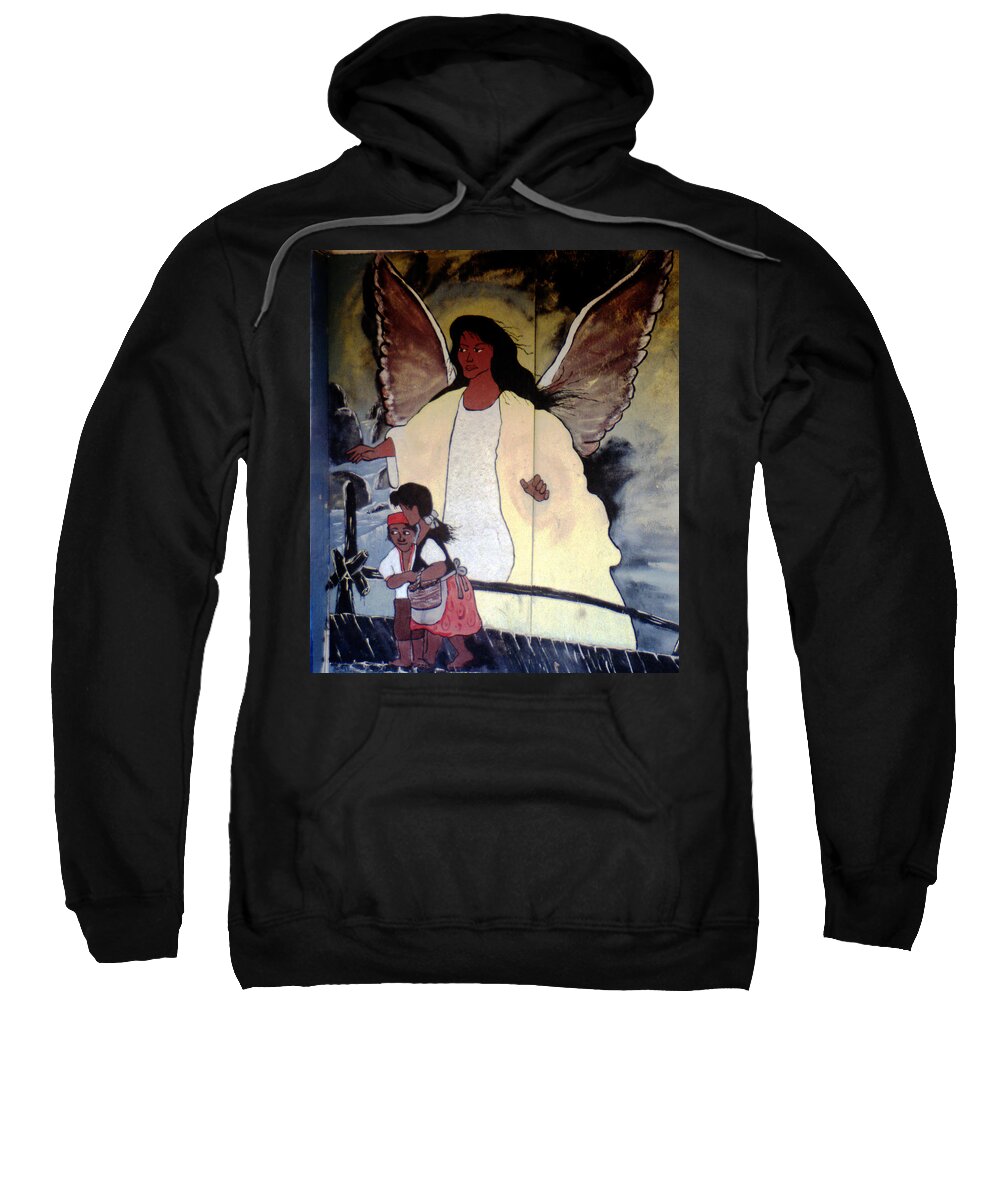 Louisiana Sweatshirt featuring the photograph Black Guardian Angel Mural by Doug Duffey
