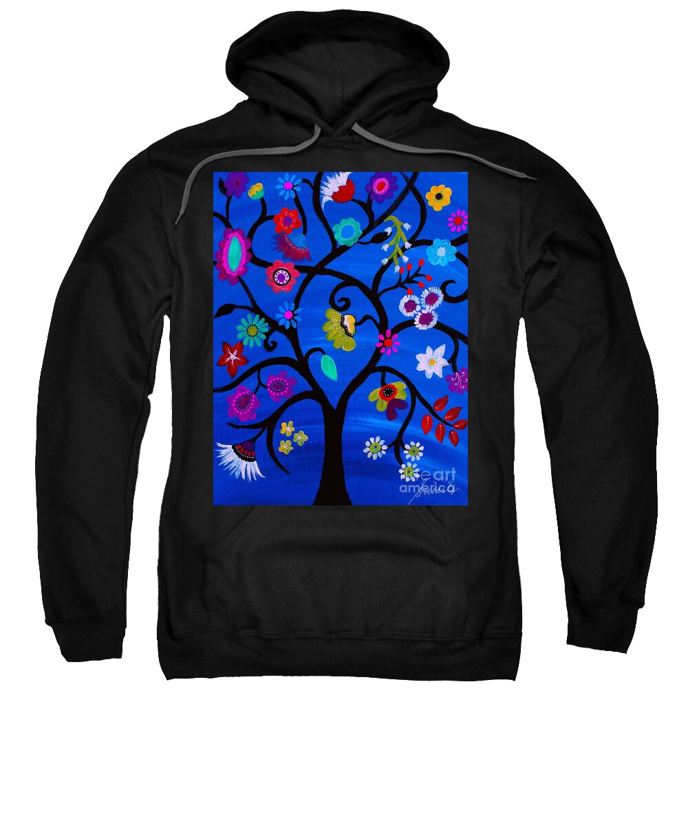 Tree Of Life Sweatshirt featuring the painting Blessed Tree Of Life by Pristine Cartera Turkus