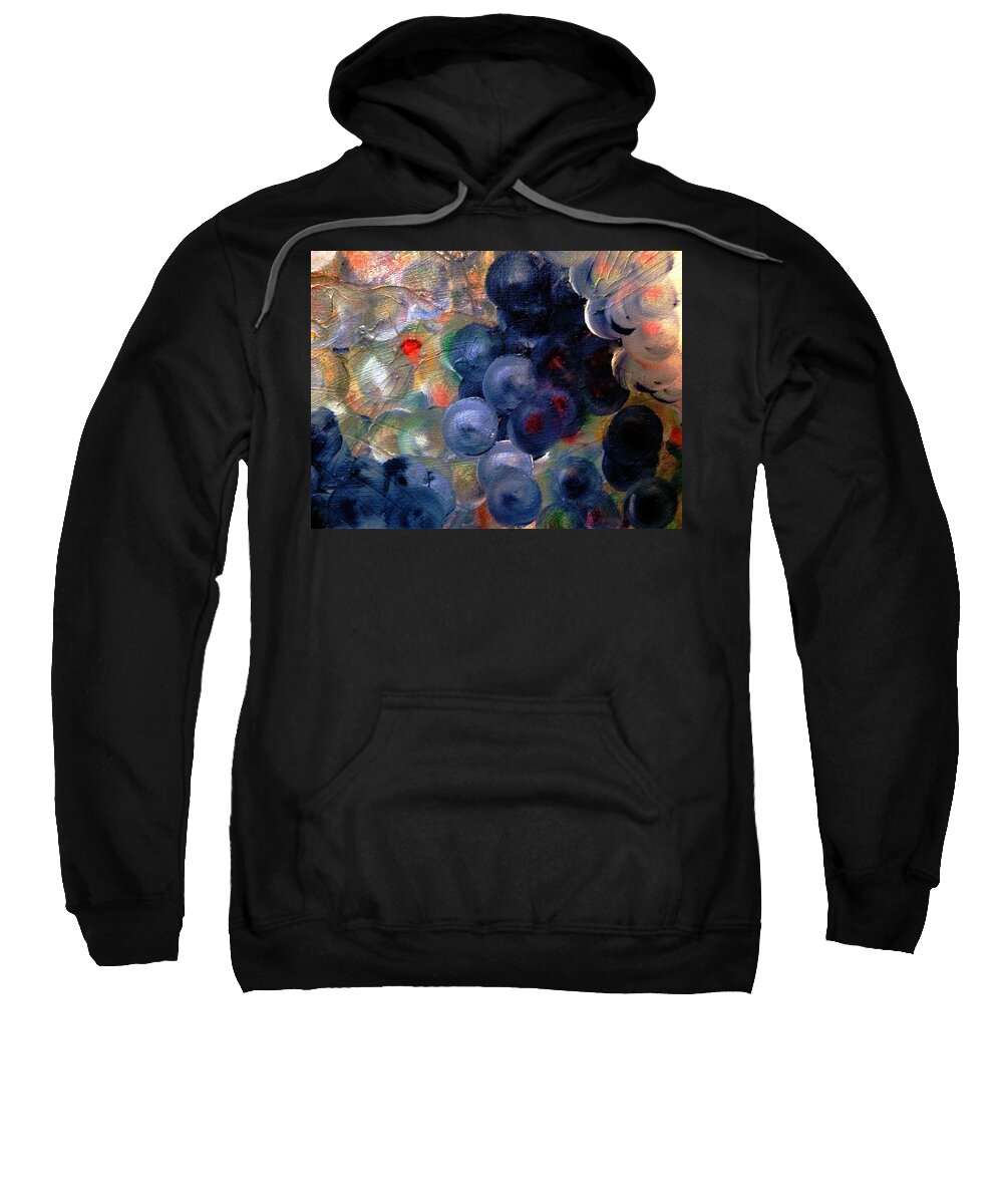 Abstract Sweatshirt featuring the painting Blueberry Space Jazz by Lisa Kaiser