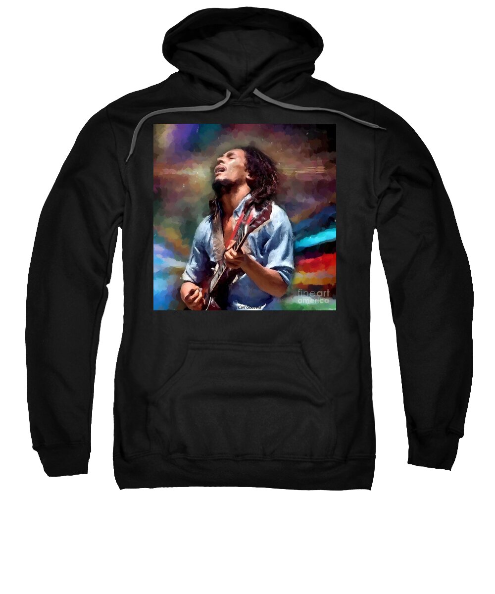 Bob Marley Sweatshirt featuring the painting Bob Marley by Carl Gouveia