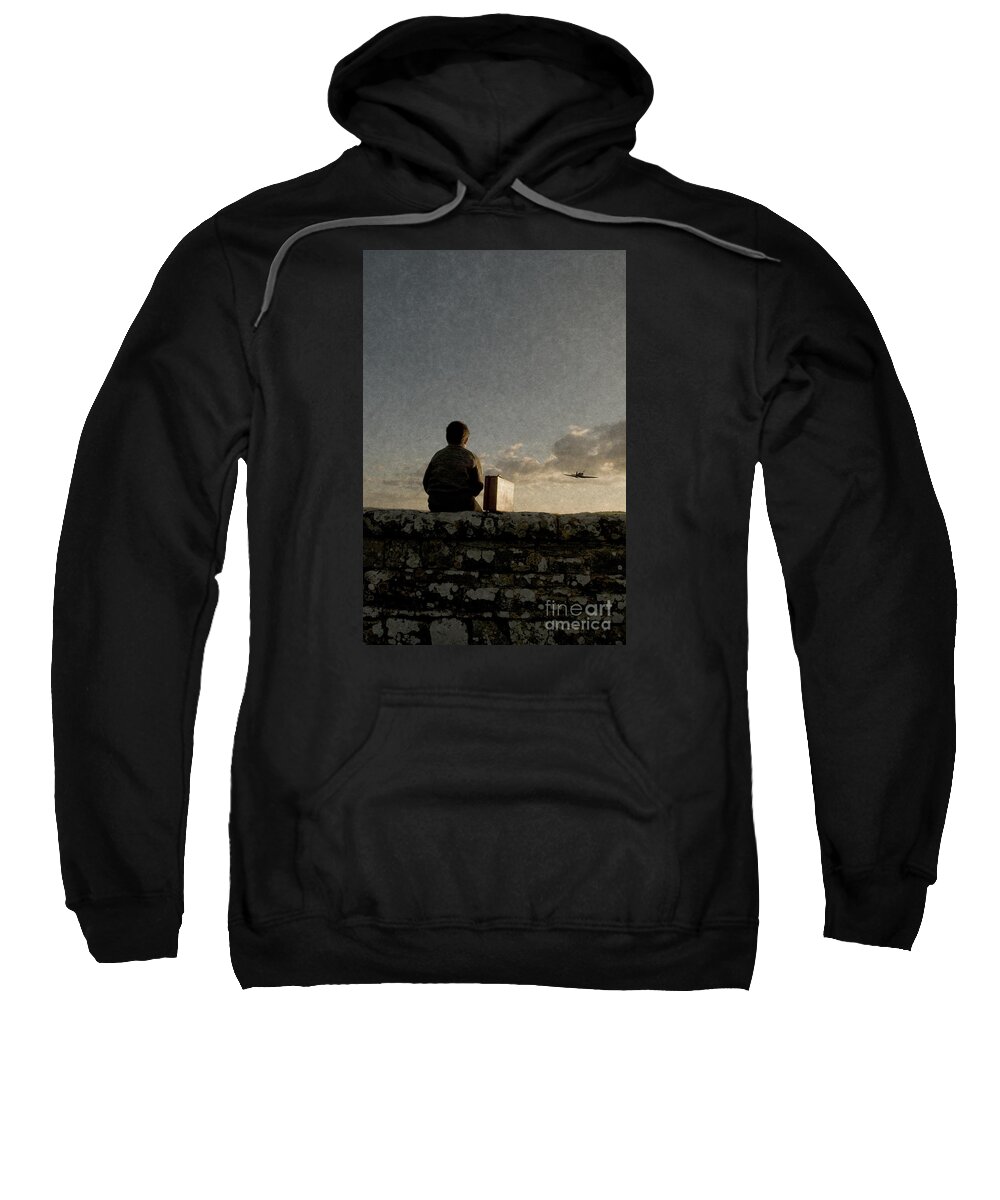 Boy Sweatshirt featuring the photograph Boy on wall by Clayton Bastiani