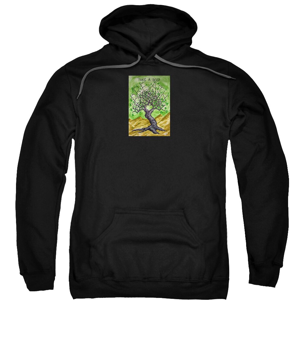 Love Sweatshirt featuring the drawing Breathe Love Tree by Aaron Bombalicki