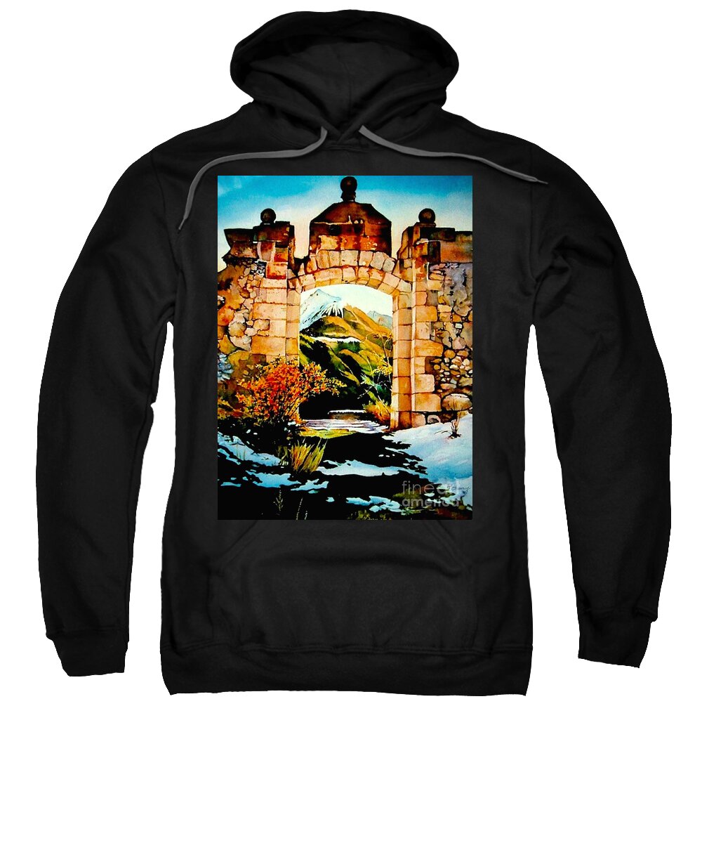Aquarelle Sweatshirt featuring the painting Briancon - Fort des Tetes by Francoise Chauray