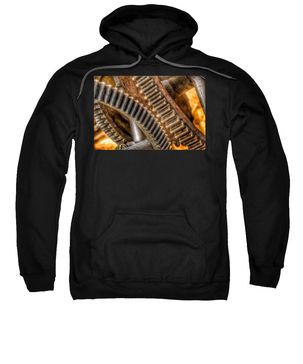 Abstract Sweatshirt featuring the photograph Bromo Seltzer Tower's 1911 Seth Thomas Clock Mechanism Abstract #7 by Marianna Mills